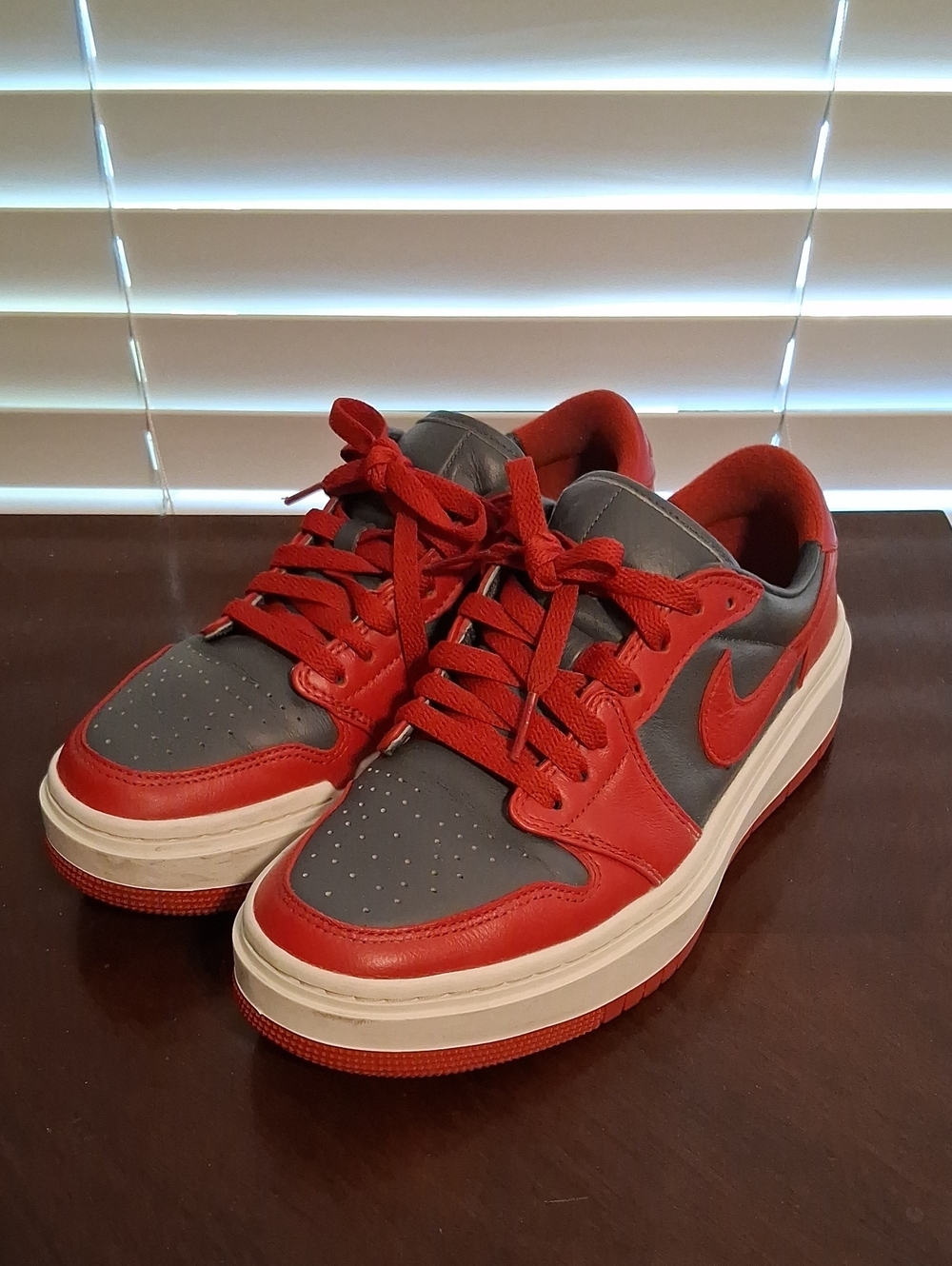 Jordan Nike Women Low-Top Sneakers in Red and Gray